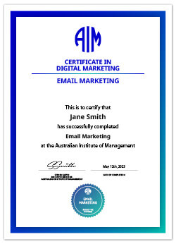 AIM Email Marketing Digital Certificate