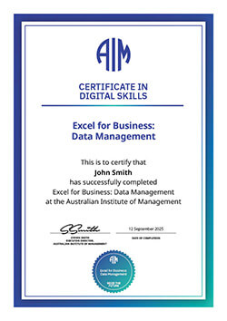 AIM Digital Certificate - Excel for Business: Data Management