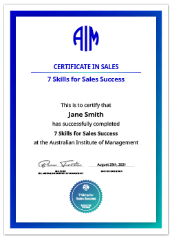 AIM 7 Skills for Sales Success Digital Certificate
