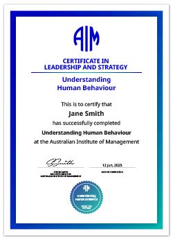 AIM Understanding Human Behaviour Digital Certificate