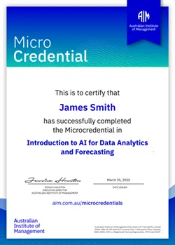 AIM Microcredentials QUALS Intro AI Data Analytics Forecasting Certificate